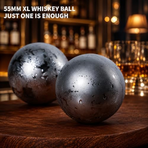 Whiskey Set Gifts for Men - Whisky Glass Set with 2 Large Stainless Steel Chilling Balls -Father's Day Anniversary Birthday Gifts for Men Dad Husband Him Boyfriend