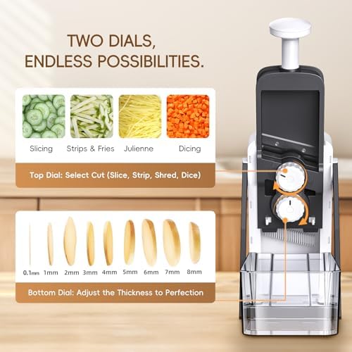 Safe Mandoline Slicer for Kitchen, Vegetable & Food Cutter, Easy to Clean