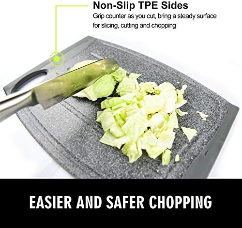 16" Extra Large Plastic Cutting Board with Multiple Juice Grooves (Grey)