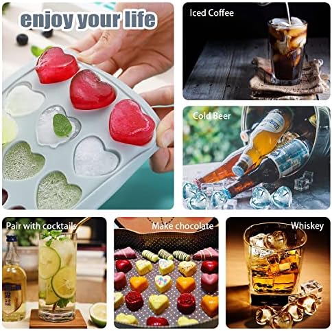 Heart Shape Ice Cube Tray, 21 Holes Silicone Ice Cube Mold with Removable Lid Flexible for Whiskey Cocktail Chocolate