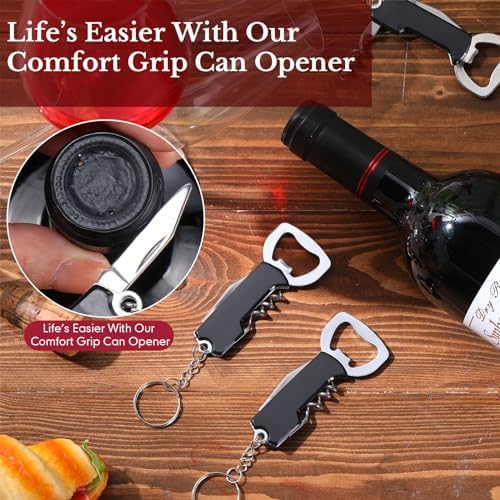 Ziliny 24 Pcs Wine Bottle Opener Keychains Bulk Corkscrew, Black