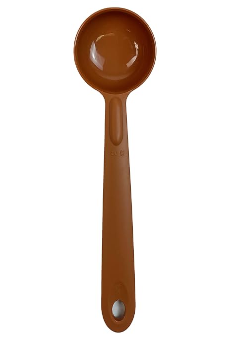 Rite-Size 3 oz. Solid Round Circle Server Portion Utensil, Copolymer Plastic Heat Resistant Professional Cooking Tool, Brown