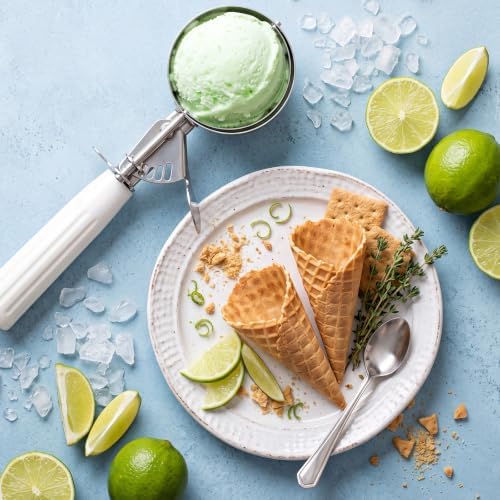 Reallnaive 2 Pcs Ice Cream Scooper with Trigger, 6 oz, White