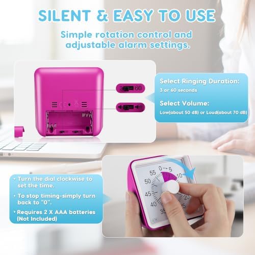 Secura Visual Timer for Kids, 60 Minute Classroom Countdown Timer for Study