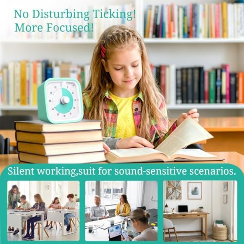 Visual Timer for Kids and Adult, 60-min Countdown Timer, LightCyan