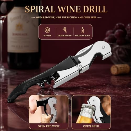 12 Pack Black Wine Key Corkscrew, Stainless Steel Waiter's Opener