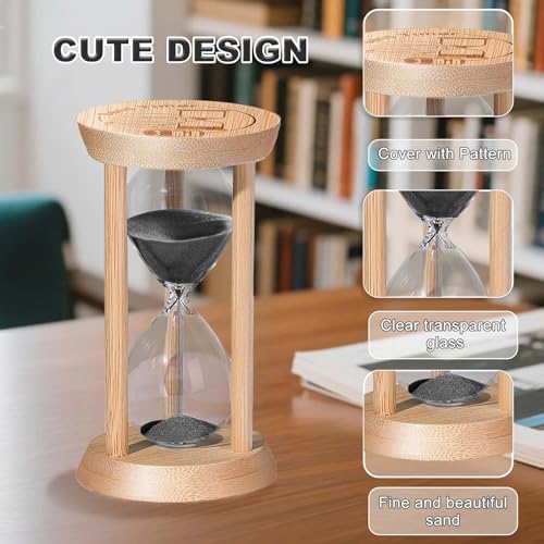 SuLiao Sand Timer, Colorful Wood Hourglass Timer, Wooden Sand Clock 1 min/2 min/3 min/5 min/10 min, Sandglass Hour Glass for Brushing Children's Teeth, Cooking, Games, School, Office (Pack of 5)
