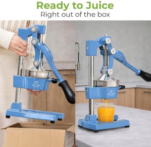 Zulay Kitchen Cast Iron Juicer - Heavy Duty Orange Juicer with Detachable Strainers for Easy Cleaning, Citrus Press for Citrus Fruits, Perfect for Bartenders, Juice Lovers & Health Enthusiasts