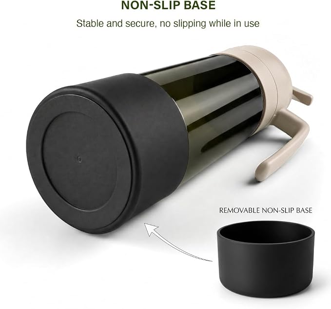 2-in-1 Oil Sprayer Dispenser, 16oz UV-Blocking Glass, Non-Slip | Extra Stability, Easy Refill, Refined Aesthetic