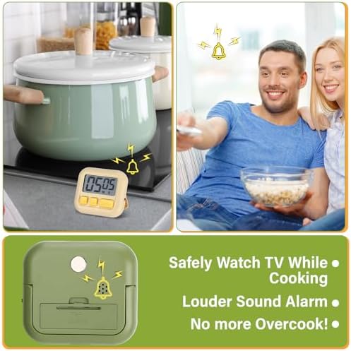 Weewooday 24 Pcs Digital Kitchen Timer Bulk, Candy Green, Eggshell Yellow
