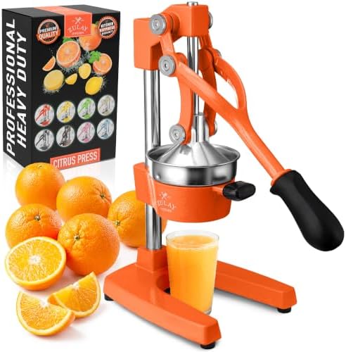 Zulay Kitchen Cast Iron Juicer - Heavy Duty Orange Juicer with Detachable Strainers for Easy Cleaning, Citrus Press for Citrus Fruits, Perfect for Bartenders, Juice Lovers & Health Enthusiasts