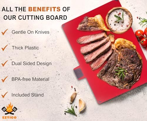 4-Piece Non-Toxic Cutting Board Set 12"L x 9"W with Premium Scissors – BPA-Free Plastic and Rubber Chopping Boards for Kitchen Essentials with Organizer, Dishwasher Safe Accessories Holder.