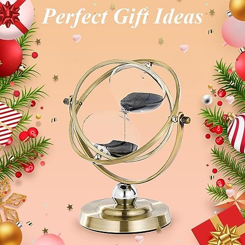 Hourglass Sand Timer, Hourglass Timer 60 Minutes, Large Metal 720° Rotating Hourglass, Brass Sand Clock 60 Min with Black Sand, Reloj De Arena 1 Hora, Gold 1 Hour Sandglass for Office Desk Home Gifts