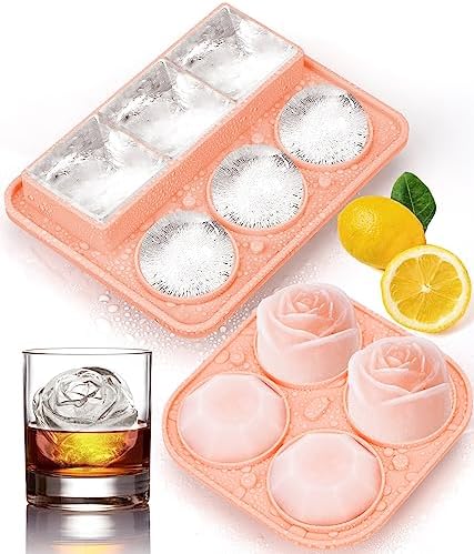 Ice Cube Trays with Lids, Large Silicone Ice Molds for Whiskey, Set of 2