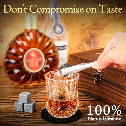 Xgunion Whiskey Stones Gift Set with 2 Glasses Stones & Coasters
