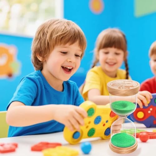 30 Second Sand Timer, Wooden Hourglass Sand Clock, Small Wood Green 30 Second Hour Glass, Sandglass for Brushing Teeth, Reloj De Arena, Classroom, Game, Kitchen, Home, Office