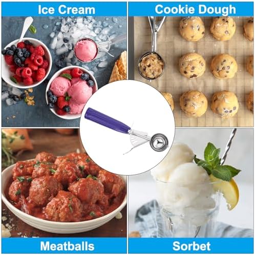 PATIKIL 3/4 Ounce Ice Cream Scoop with Trigger, Purple 22ML