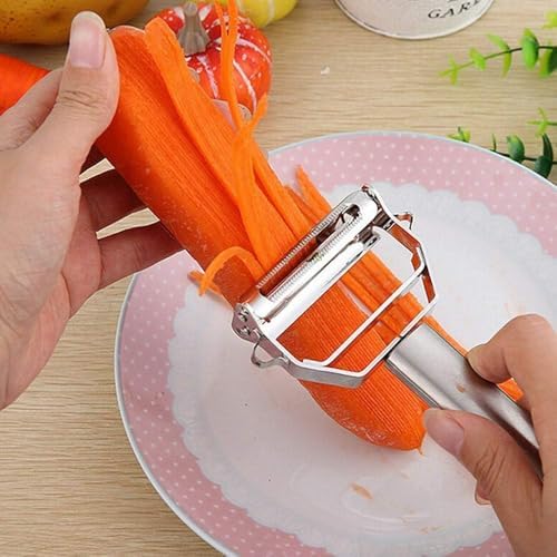 2-in-1 Julienne and Vegetable Peeler, Stainless Steel Kitchen Slicer, Multi-Functional Cutter for Vegetables and Fruits