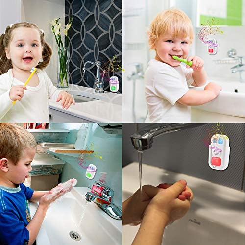 HONWELL Musical Timer for Kids Battery Powered, 2 Minute Toothbrush Timer and 20 Seconds Bathroom Hand Wash Timers with LED Color Light, 3 Volume Options Musical Timers for Children Training Coach