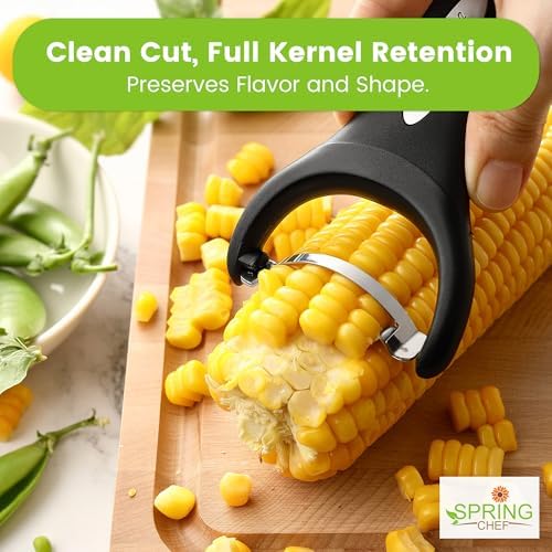 Spring Chef Stainless Steel Corn Peeler, Corn on the Cob Stripper Tool, 2Pk