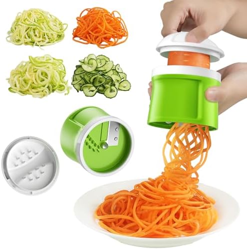 Safe Mandoline Slicer for Kitchen, Vegetable Chopper, Zucchini Spiralizer