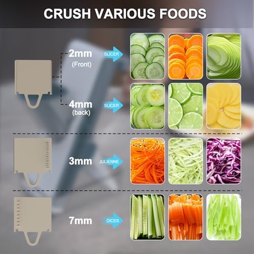 Mandoline Slicer Safe Multifunctional Dicer Adjustable Commercial Slicer Machine Stainless Steel Chopper (White Light Grey)