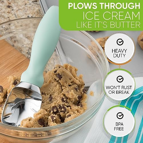 Spring Chef Professional Ice Cream Scoop & Stainless Steel Swivel Vegetable Peeler with Comfortable Handle - 2 Product Bundle - Mint