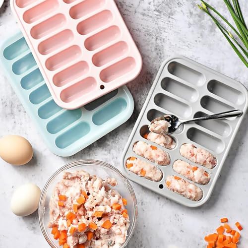 Cabilock Silicone Ice Cube Tray, Mini Sausage Hot Dog Mold, Gray Freezer Mold for Ice Cubes, Chocolate, Candy, Small Food Portions, Baking, Drinks and DIY Kitchen Use