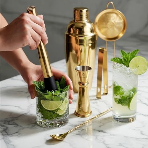 Homestia 11-Pieces Gold Cocktail Shaker Set Bartender Kit – Bar Tools Set