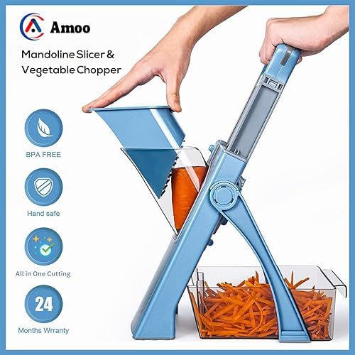 Multifunctional Mandoline Slicer, Julienne & Dicer, 5 in 1 Adjustable Vegetable Chopper for Perfect Potato, Kitchen Gadgets Vegetable & Fruit Slices in Seconds