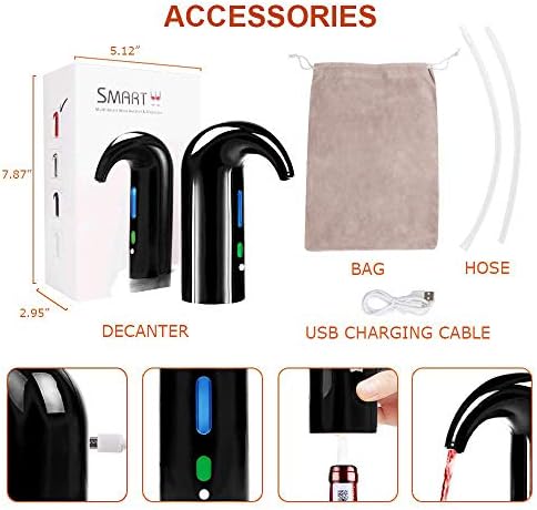 Electric Wine Aerator,Wine dispenser,Aeration and Decanter Wine Pourer Spout,Red White Wine Accessories, Best Wine Gifts for Wine Lovers-Black