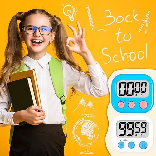 ZILLEEN Classroom Timer for Kids Teachers 2 Pack Digital Timers Blue White