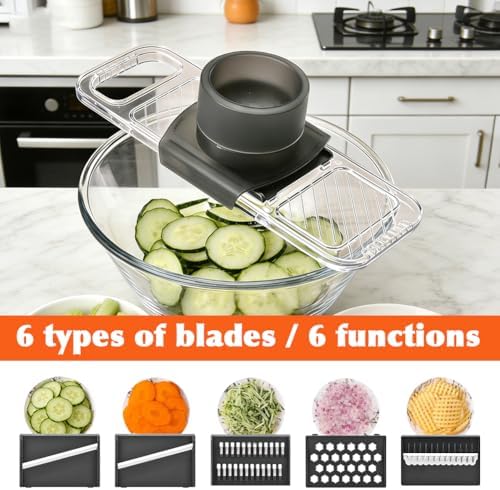 Multifunctional Mandoline Slicer with 6 Interchangeable Blades