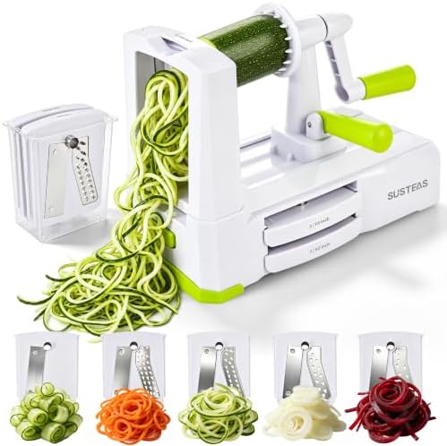 SUSTEAS Vegetable Spiralizer, 5 Blades Zucchini Spiralizer Noodle Maker