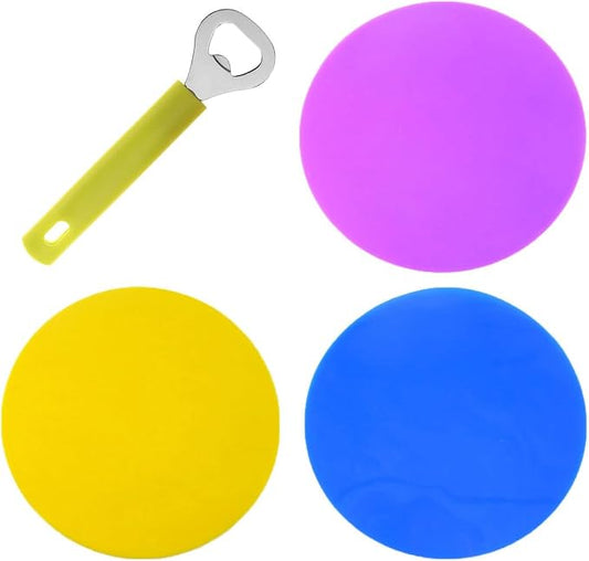 Jar Opener - Can Open Bottle Top Openers for Seniors,Arthritis,Weak Hands,Rubber Lid Gripper Manual Tool Effortless Opening Jars Silicone Pad Large Easy Glass Jar Cap Remover Kitchen Twist Coaster