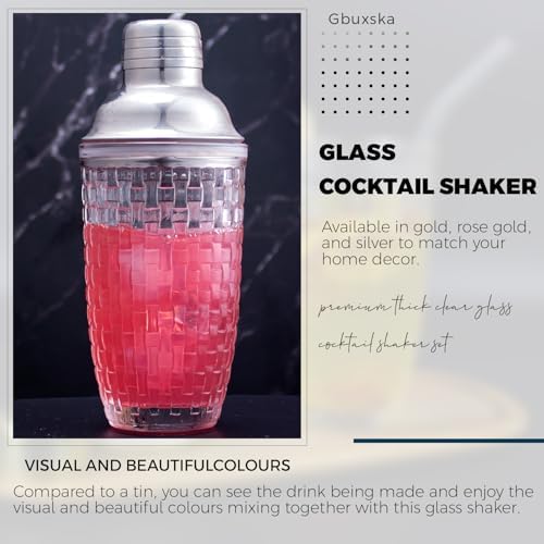 Sliver Cocktail Shaker Set with Jigger, Bar Spoon & Muddler