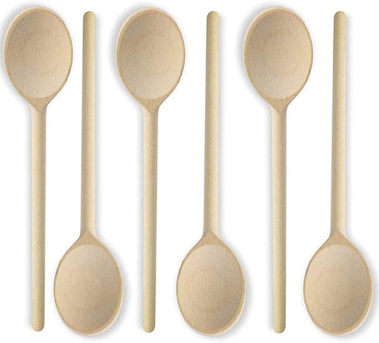 12 Inch Wooden Spoons for Cooking - Set of 6 Premium Wood Utensil Set - Durable Wooden Spoons for Culinary Needs - Ideal Kitchen Essentials