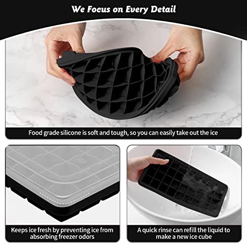 Silicone Ice Cube Tray with Leak-Proof Lid & Storage Bin for Freezer – BPA-Free 36-Piece Nugget Ice Molds, Spill-Resistant Cover & Ice Scoop Container Cover