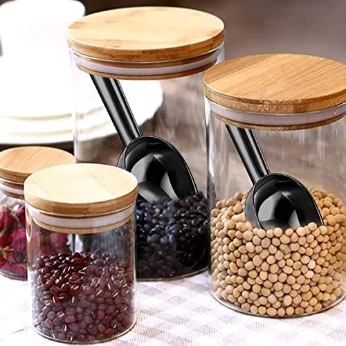 Herogo 3oz Mini ice Scoop Set of 2, Small Stainless Steel Scooper for Candy/Flour/Bean/Pet Food/Ice Cube, Metal Utility Scoops for Kitchen Bar Party Wedding, Dishwasher Safe & Heavy Duty, Black