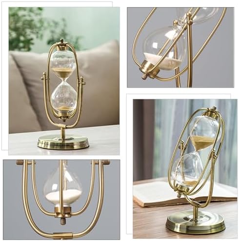 Golden Embossed Hourglass Timer - 15 Min, Desk Decor for Vintage & Office, Wedding Gifts (D)