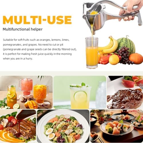 Juicer, Fresh Fruit Juice Extractor Aluminum Alloy, Juice Squeezer Handheld, manual juicer, Easy to Clean with 0.6L Capacity, Heavy Duty Single Press Lemon Squeezer for Lemon, Orange, Grape