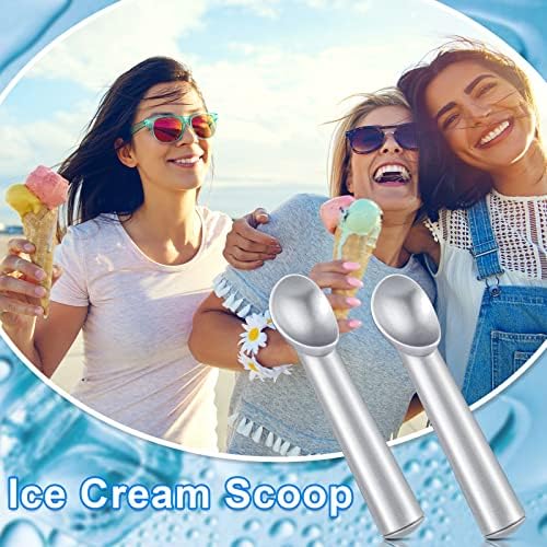 Suclain 3 Pack Ice Cream Scoops 7 Inch Aluminum Scoop Set, Silver