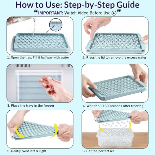 0.55in Pebble Ice Tray - Mini Ice Cube Tray for Freezer with Lid