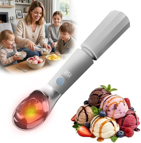 Heated Ice Cream Scoop, Rechargeable Removable Battery, 30s Heat to 162°F