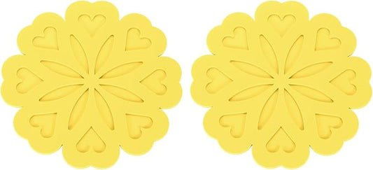uxcell 4Pcs Silicone Trivet Mats, Flower Pattern Silicone Pad Hot Pad Pan Protectors Table Protector Heat Resistant Mat for Countertop, Hot Dishes, Hot Pots and Pans, Yellow