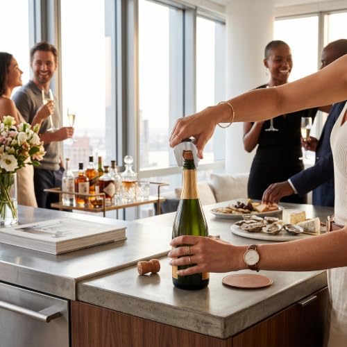 Stainless Steel Champagne Bottle Opener Cork Remover Ergonomic for Party Bar Home Use