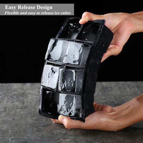 Bangp Large Ice Cube Tray for Whiskey,2 Pack,16 Slow-melting 2"Square Cubes
