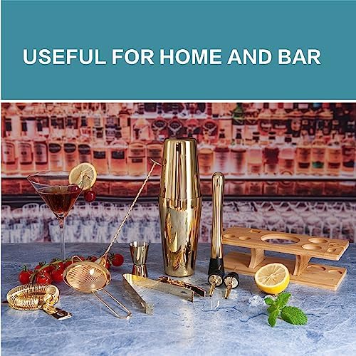 11-Pcs Cocktail Shaker Set Gold,Bartending Kit Stainless Steel Shakers 25oz Bar Kits for Bartender Mixing Set Barware Tool Sets for Professional Bartender and Home