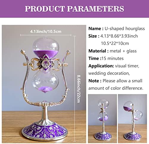 Vintage Sand Timer Hourglass Decor,360° Rotating 15 Minute 8.6 inches
