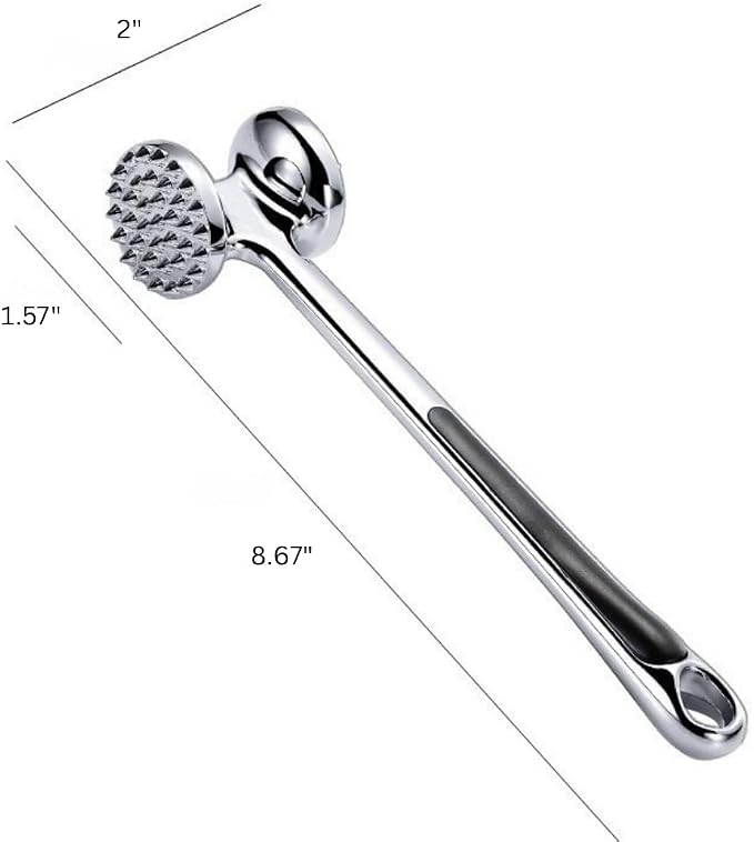 Professional Meat Tenderizer Mallet – InfyniteShores | Double-Sided Stainless Steel | Heavy-Duty 8.6" | Kitchen Tool for Steak Beef, Chicken & More